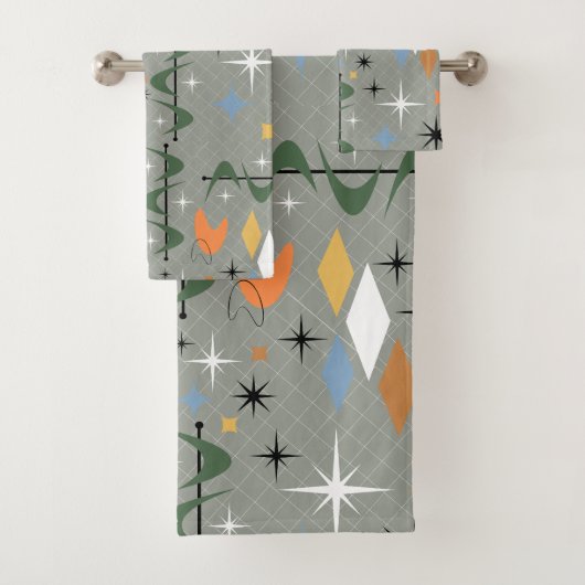 ヴィンテージモダンの象徴的な胃スターバスト灰色の線 バスタオルセット (インサイチュ)