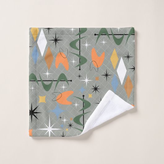 ヴィンテージモダンの象徴的な胃スターバスト灰色の線 バスタオルセット (ウォッシュタオル)