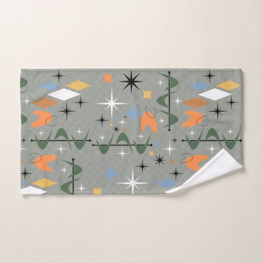 ヴィンテージモダンの象徴的な胃スターバスト灰色の線 バスタオルセット (ハンドタオル)