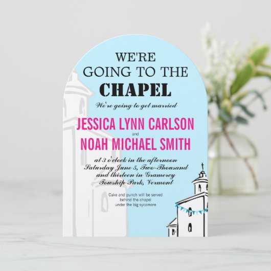 ヴィンテージモダンはチャペルに行く結婚ぞ 招待状 (スタンド正面)