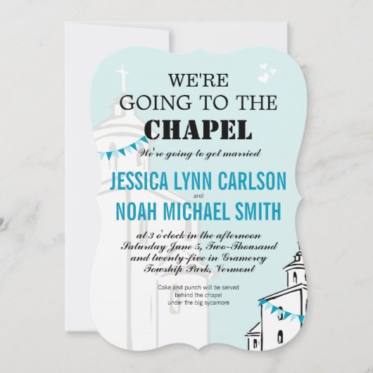 ヴィンテージモダンはチャペルに行く結婚ぞ 招待状 (正面)