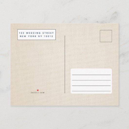 ヴィンテージモダンアイボリーネイビーフローラブライダルシャワー インビテーションポストカード (裏面)