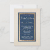 ヴィンテージモダンアイボリーネイビーフローラブライダルシャワー 招待状 (正面)