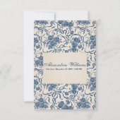 ヴィンテージモダンアイボリーネイビーフローラブライダルシャワー 招待状 (裏面)