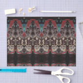 ヴィンテージモダンアンティーク黒赤色パターン 薄葉紙 (クラフト)