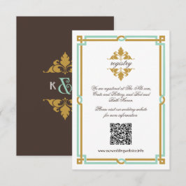 ヴィンテージモダンアールデコミント&金ゴールド結婚ズ エンクロージャーカード