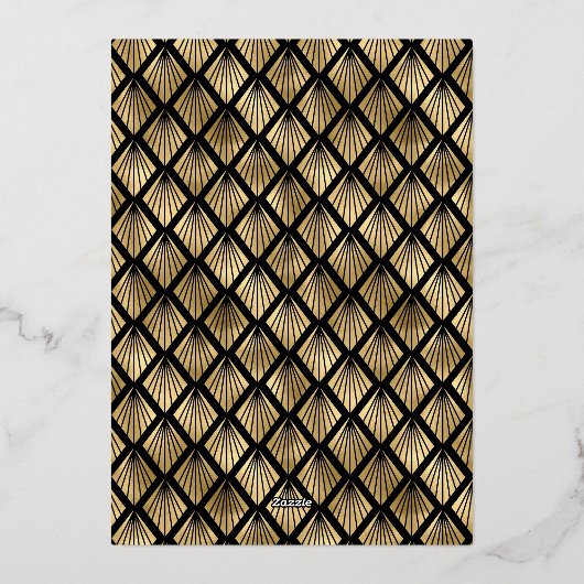 ヴィンテージモダンアールデコ日付のフォイル起動を保存 箔招待状 (裏面)