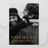 ヴィンテージモダンアールデコ日付のフォイル起動を保存 箔招待状 (正面)