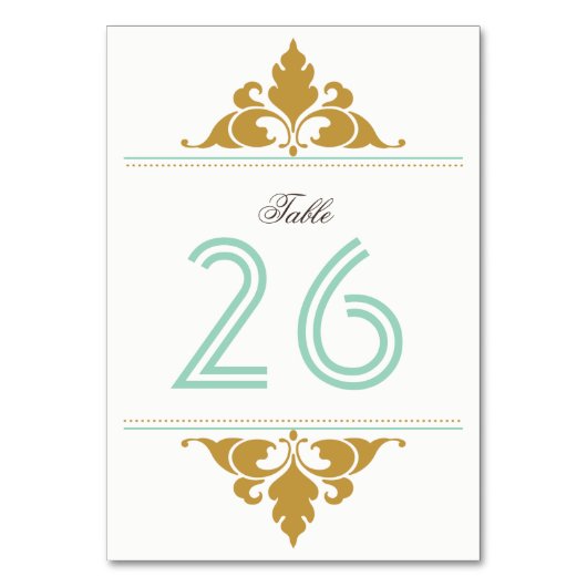 ヴィンテージモダンアールデコ金ゴールドミントテーブル番号 テーブルナンバー (正面)