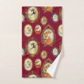 ヴィンテージモダンアールヌーボーガールズフラワーフレーム バスタオルセット (ハンドタオル)