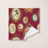 ヴィンテージモダンアールヌーボーガールズフラワーフレーム バスタオルセット (ウォッシュタオル)