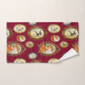 ヴィンテージモダンアールヌーボーガールズフラワーフレーム バスタオルセット (ハンドタオル)