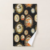 ヴィンテージモダンアールヌーボーガールズフラワーフレーム バスタオルセット (ハンドタオル)