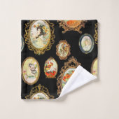 ヴィンテージモダンアールヌーボーガールズフラワーフレーム バスタオルセット (ウォッシュタオル)