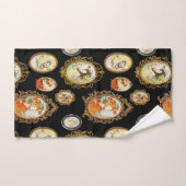 ヴィンテージモダンアールヌーボーガールズフラワーフレーム バスタオルセット (ハンドタオル)