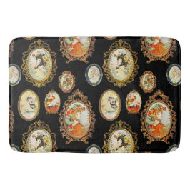 ヴィンテージモダンアールヌーボーガールズフラワーフレーム バスマット