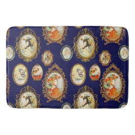 ヴィンテージモダンアールヌーボーガールズフラワーフレーム バスマット