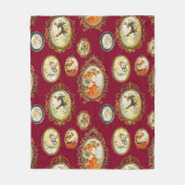 ヴィンテージモダンアールヌーボーガールズフラワーフレーム フリースブランケット (正面)