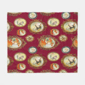 ヴィンテージモダンアールヌーボーガールズフラワーフレーム フリースブランケット (正面(横))