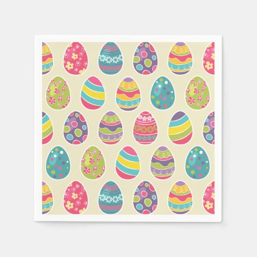 ヴィンテージモダンイースターエッグ装飾パターン スタンダードカクテルナプキン (正面)