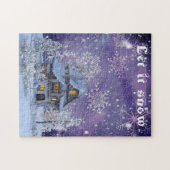 ヴィンテージモダンウィンタースノーフレークスハウス ジグソーパズル (横)