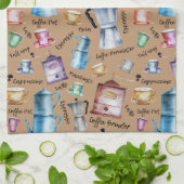 ヴィンテージモダンウォーター色コーヒーエスプレッソポット キッチンタオル (折り畳み)