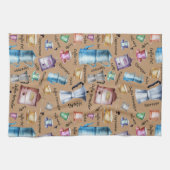 ヴィンテージモダンウォーター色コーヒーエスプレッソポット キッチンタオル (横)