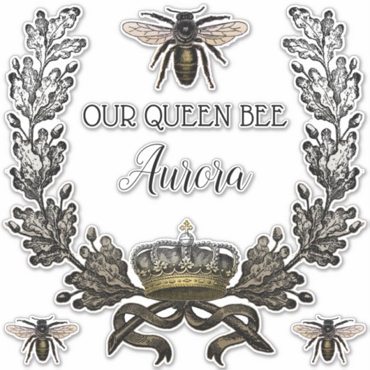 ヴィンテージモダンウォームセピアリースクイーンビーベビー シール (正面)