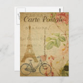 ヴィンテージモダンエッフェルタワーコラージュ絵葉書 ポストカード (正面/裏面)