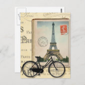 ヴィンテージモダンエッフェルタワーコラージュ絵葉書 ポストカード (正面/裏面)