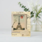 ヴィンテージモダンエッフェルタワーコラージュ絵葉書 ポストカード (スタンド正面)