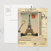 ヴィンテージモダンエッフェルタワーコラージュ絵葉書 ポストカード (正面/裏面)