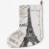 ヴィンテージモダンエッフェル塔 ラージクリスマスストッキング (裏面)
