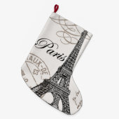 ヴィンテージモダンエッフェル塔 ラージクリスマスストッキング (正面 (吊り時))