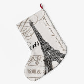 ヴィンテージモダンエッフェル塔 ラージクリスマスストッキング (裏面 (吊り時))