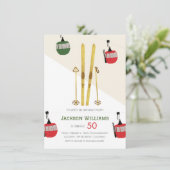 ヴィンテージモダンエペーススキースキー誕生日 招待状 (スタンド正面)