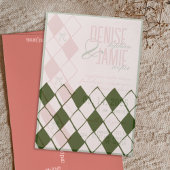 ヴィンテージモダンエメラルドグリーンアーガイルコジ結婚ーズ ベラム紙招待状