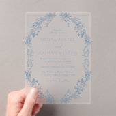 ヴィンテージモダンエレガンス結婚フローラ アクリル招待状 (インサイチュ (ポータブル))