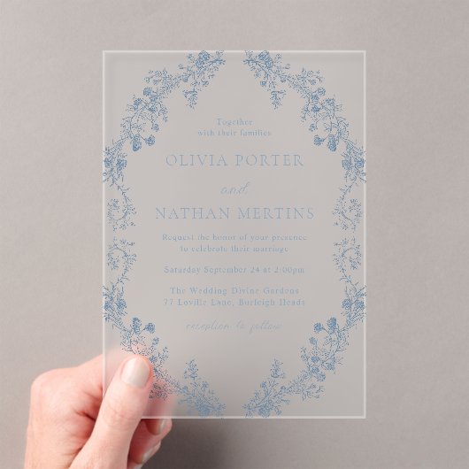 ヴィンテージモダンエレガンス結婚フローラ アクリル招待状 (インサイチュ (ポータブル))