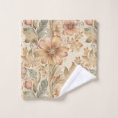 ヴィンテージモダンエレガントピーチフローラ バスタオルセット (ウォッシュタオル)