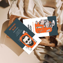 ヴィンテージモダンオレンジ色のヘア名刺 割引カード