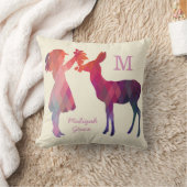 ヴィンテージモダンガールアンドディアモノグラム装飾用クッション クッション (ブランケット)