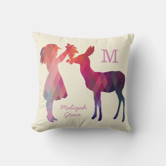 ヴィンテージモダンガールアンドディアモノグラム装飾用クッション クッション (正面)