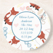 ヴィンテージモダンキツネ新生児統計コースター コースター (正面)