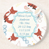 ヴィンテージモダンキツネ新生児統計コースター コースター (正面)