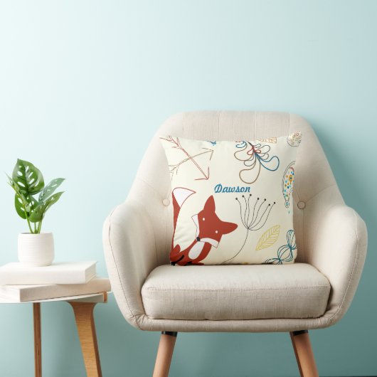 ヴィンテージモダンキツネ矢印ウッドランドピロー クッション (椅子)