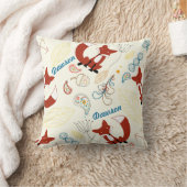 ヴィンテージモダンキツネ矢印ウッドランドピロー クッション (ブランケット)