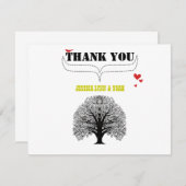 ヴィンテージモダンキュート渦の木結婚の感謝 サンキューカード (正面/裏面)