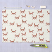 ヴィンテージモダンキュート赤キツネパターンアイボリー 薄葉紙 (クラフト)