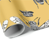 ヴィンテージモダンクイーンビークラウンハニーイエロー ラッピングペーパー (ロールコーナー)